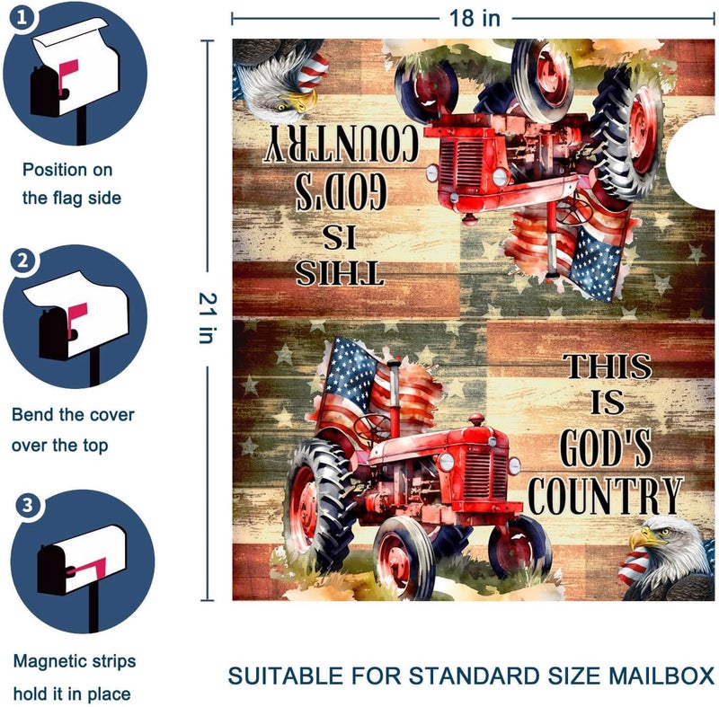 MONNCHA Mailbox Covers Magnetic Standard Size, Patriotic American Eagle Tractor Mailbox Wraps Decorations Accessories for 250 Years of American July 4th 2026 US Post Letter Box Cover Outdoor Garden Decor - Image 2
